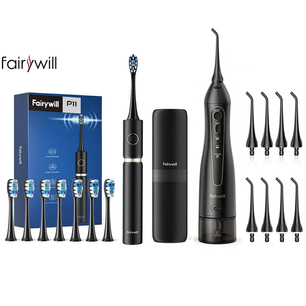 Fairywill Water Flossers for Teeth 300ML Oral Irrigator Rechargeable Portable Dental 3 Modes Water Tank Waterproof Teeth Cleaner