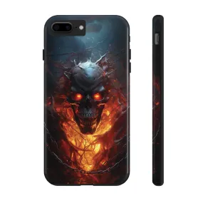 Fiery Skull iPhone Case, Flame Gothic Art Phone Cover, Unique Horror Style iPhone Accessory, Cool Tech Design for iPhone Models, Durable Phone Accessory Protective Cover for iPhone Models, Tough iPhone Case