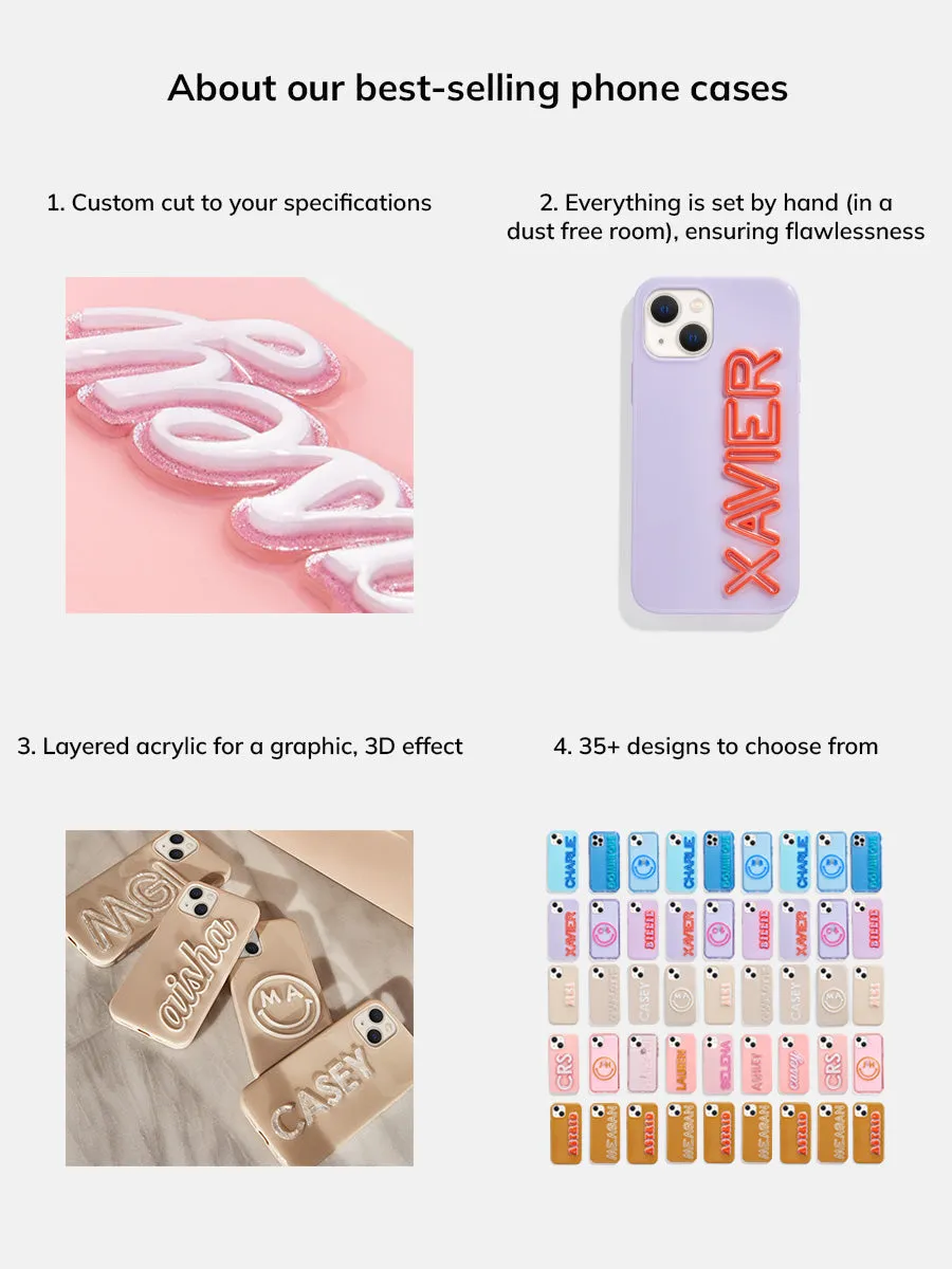 Fine Line Custom iPhone Case - Blush/White