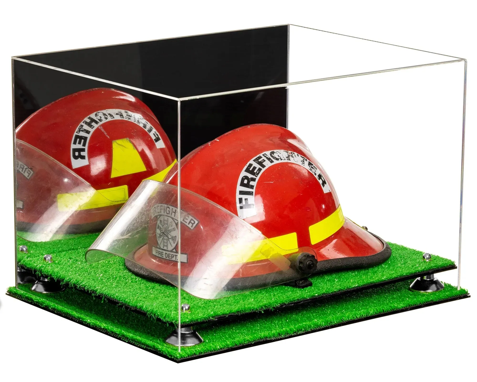 Fireman's Helmet Display Case - Mirror No Wall Mounts (A014/V60)