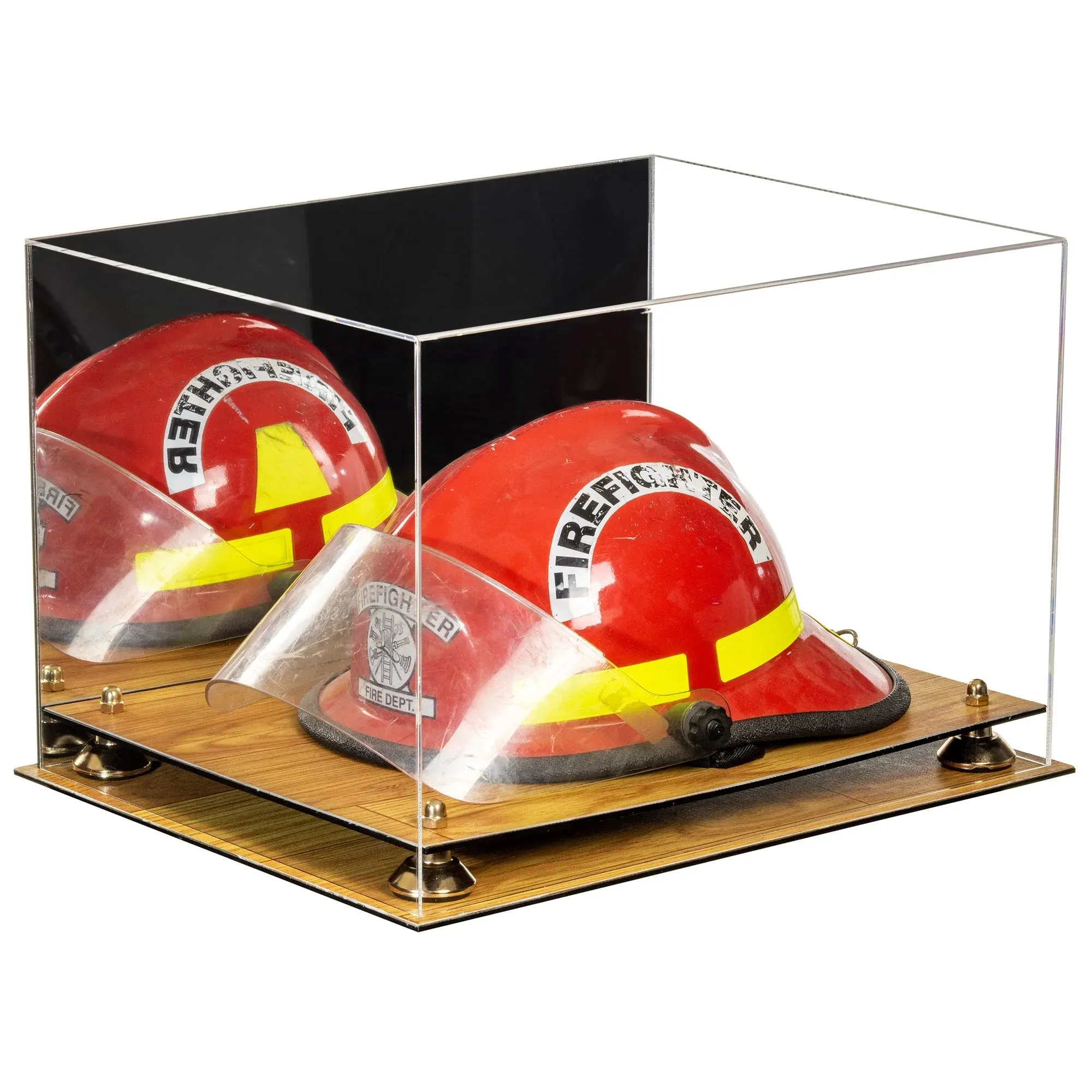 Fireman's Helmet Display Case - Mirror No Wall Mounts (A014/V60)