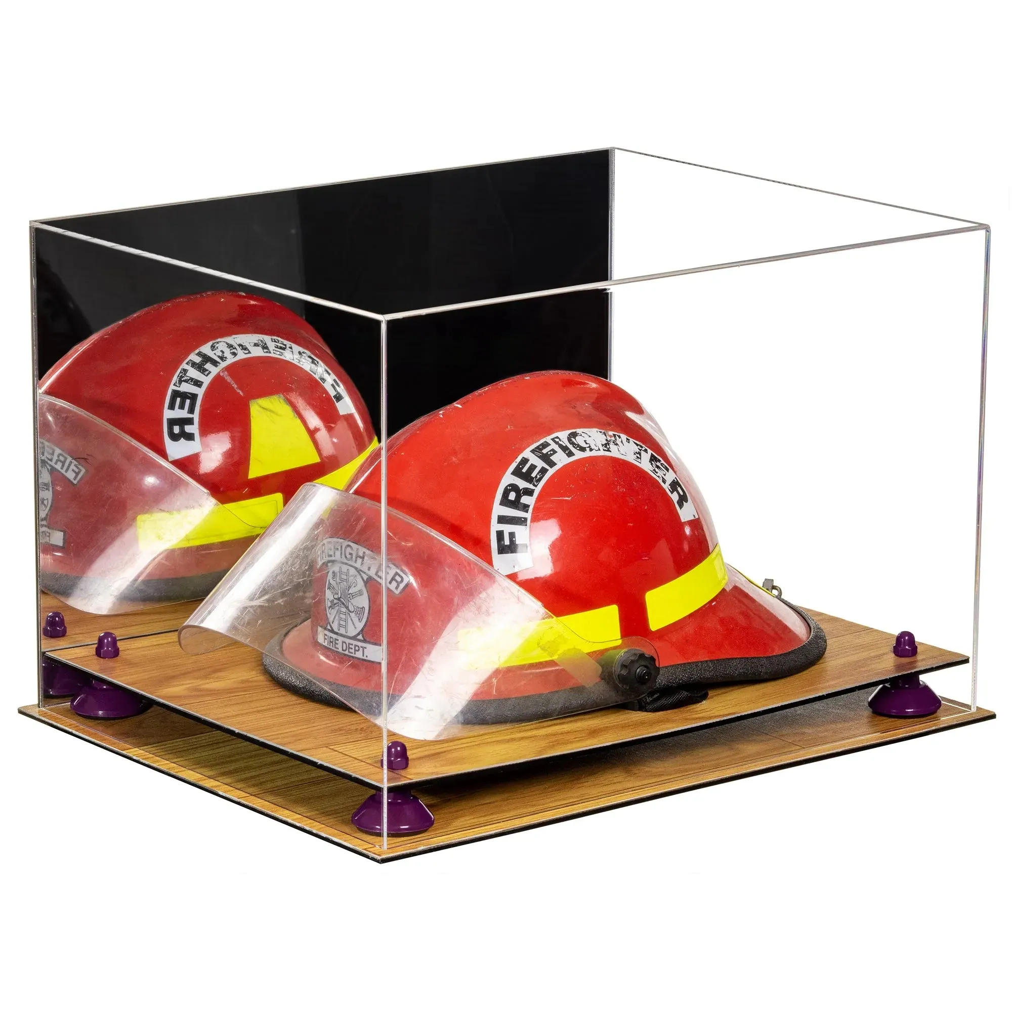 Fireman's Helmet Display Case - Mirror No Wall Mounts (A014/V60)