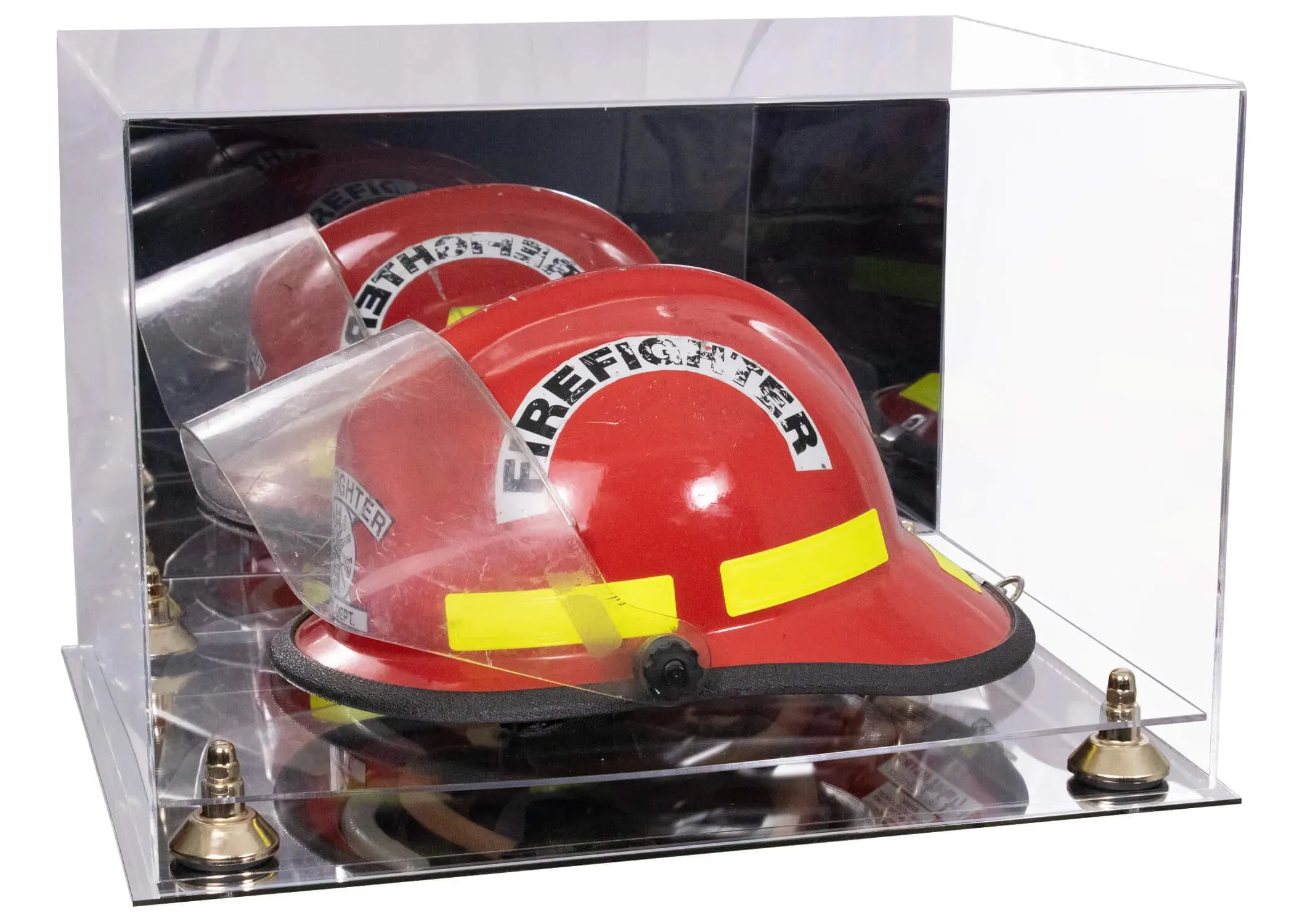 Fireman's Helmet Display Case - Mirror No Wall Mounts (A014/V60)