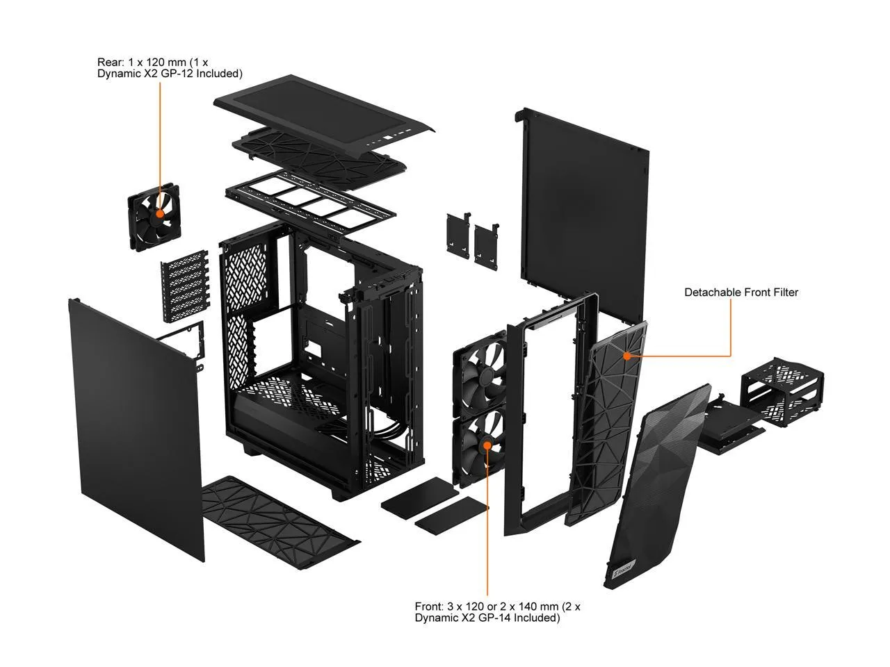 Fractal Design Meshify 2 Compact Black ATX Case FD-C-MES2C-01