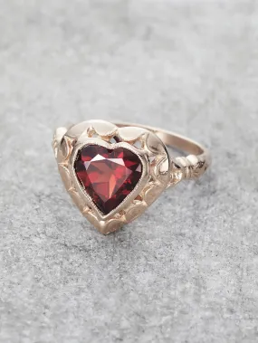 Garnet Juliet Heart Ring