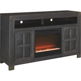 Gavelston TV Stand with Glass Stone Fireplace