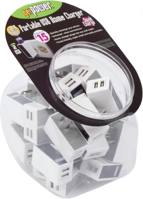 GetPower CWP-2USBBOWLACM AC to Dual USB Wall Adapter, 2.4 A Charge, White :AS 30: QUANTITY: 1