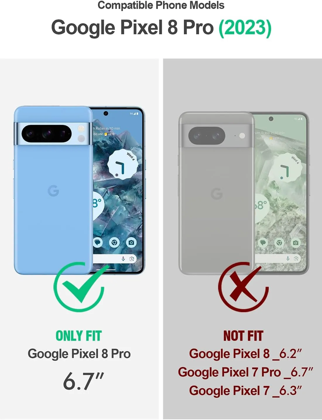 Google Pixel 8 Pro Built-in Screen Protector Work Full Body Hybrid Rugged Case