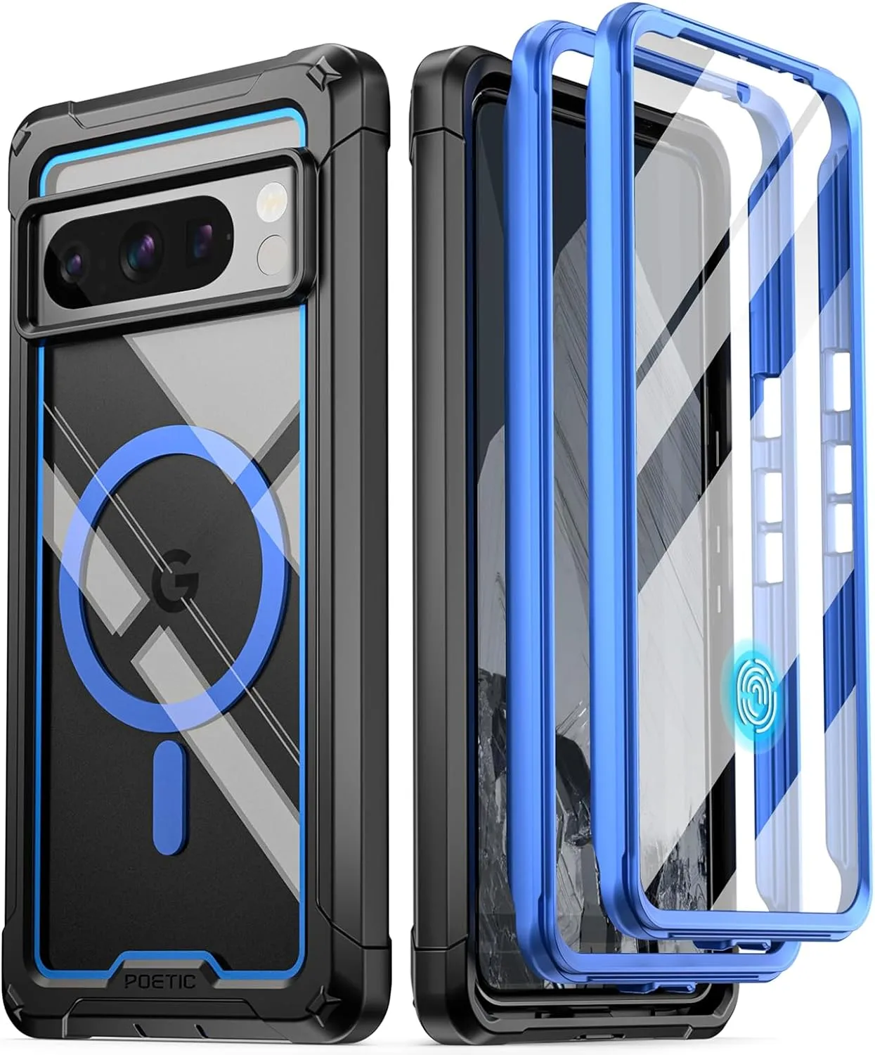 Google Pixel 8 Pro Built-in Screen Protector Work Full Body Hybrid Rugged Case