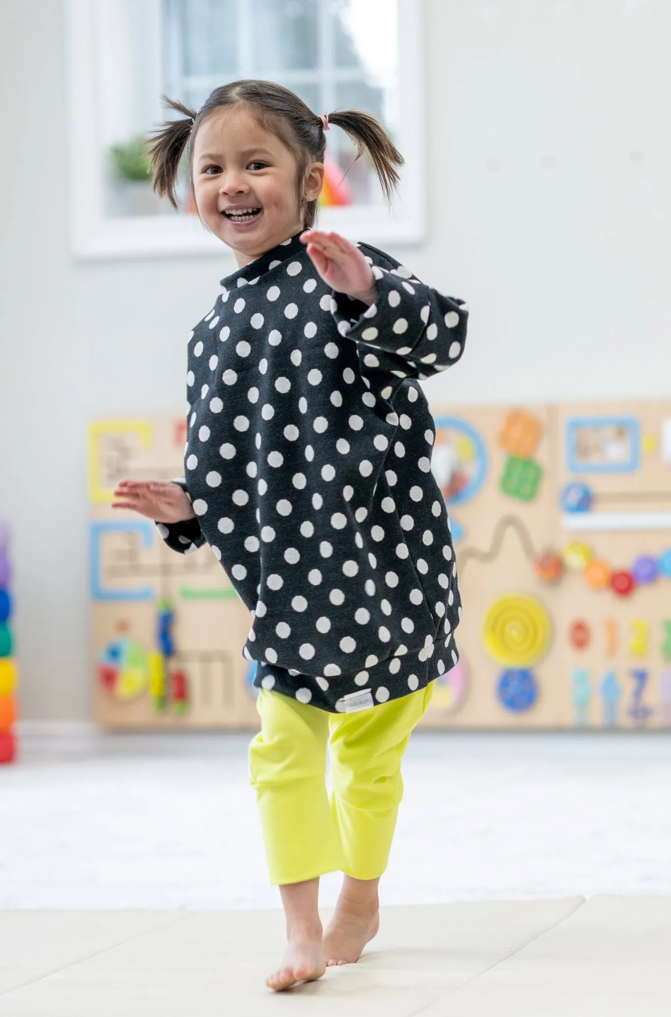 Grow With Me Sweater | Black   Polka Dots