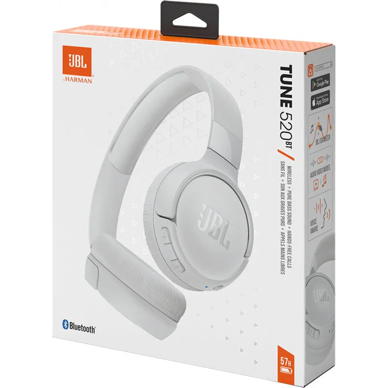 Handsfree Bluetooth JBL Tune 520BT, MultiPoint, A2DP, Alb JBLT520BTWHT