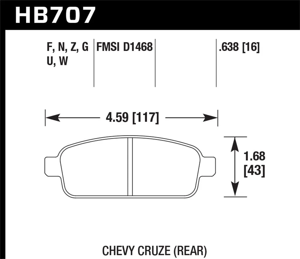 Hawk HPS Brake Pads Chevy Sonic (2013-2016) Rear Set  HB707F.638