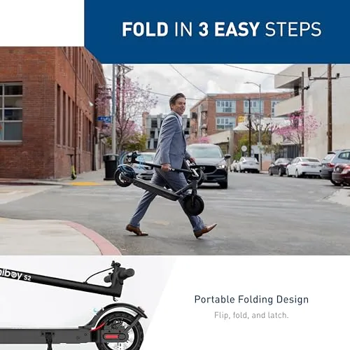 Hiboy S2 Electric Scooter - 8.5" Solid Tires - Up to 17 Miles Long-Range & 19 MPH Portable Folding Commuting Scooter for Adults with Double Braking System and App (S2)