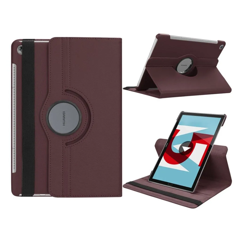 Huawei MediaPad M5 10 litchi grain leather flip case - Brown