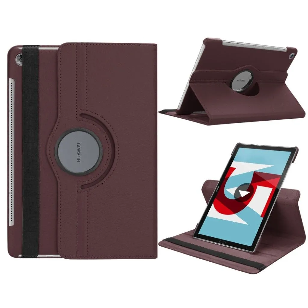 Huawei MediaPad M5 10 litchi grain leather flip case - Brown