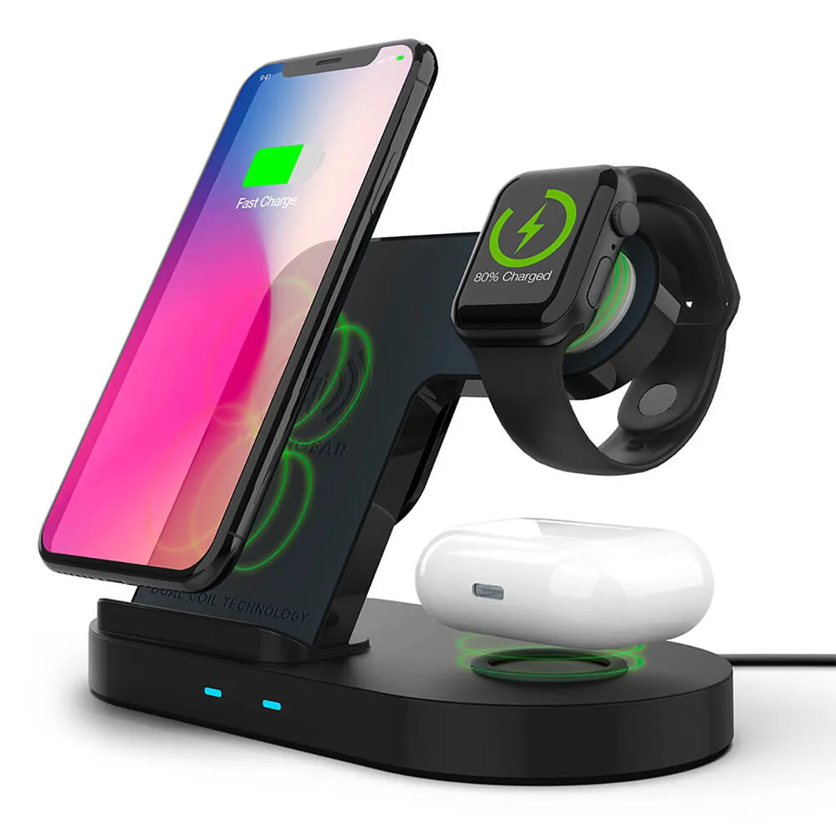 Hypergear 3 In 1 Custom Wireless Charging Docks, Black