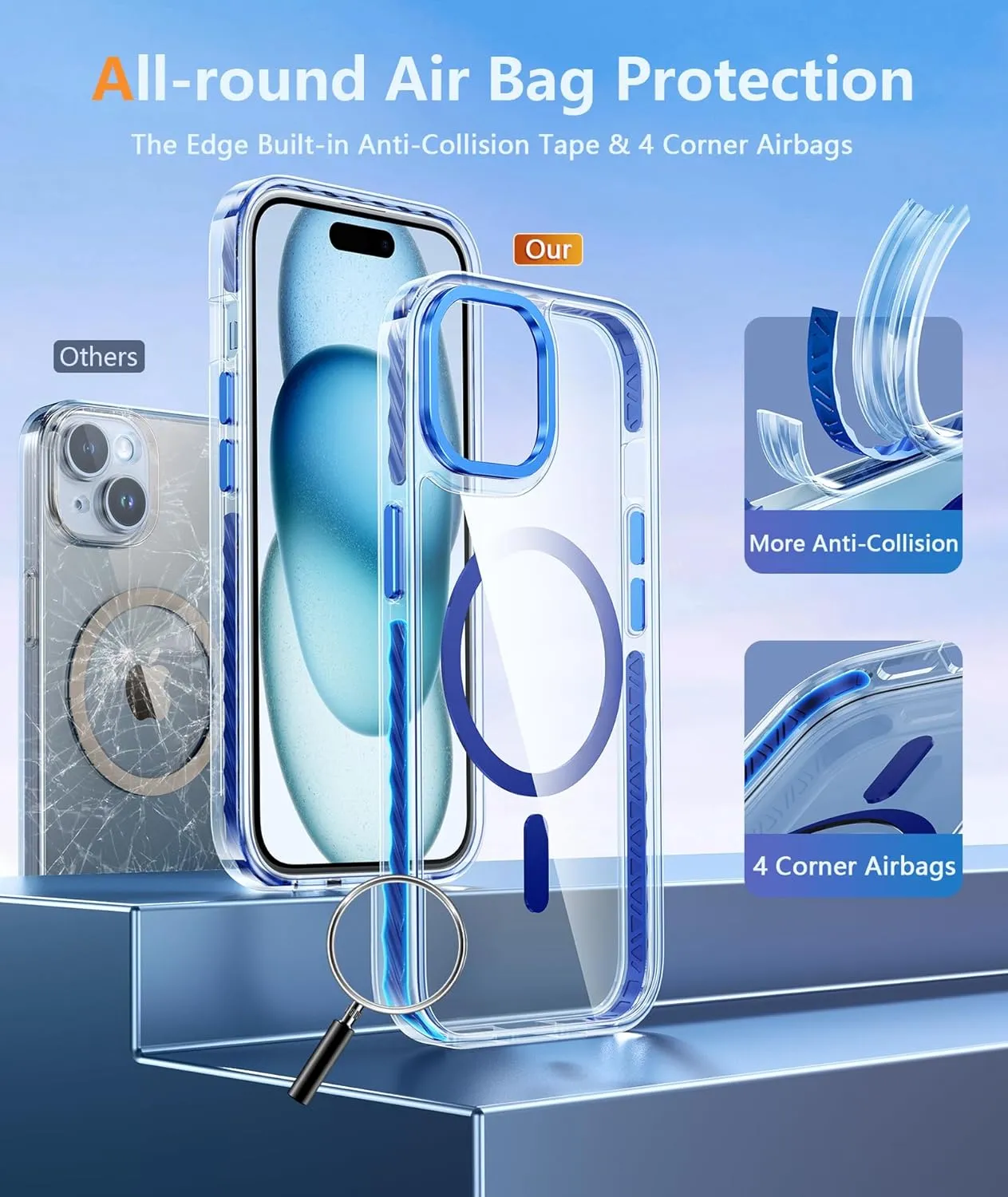 i Phone 16 Pro Max Case Magnetic Circle Metal Button Full Body Protective Cell Phone Cover