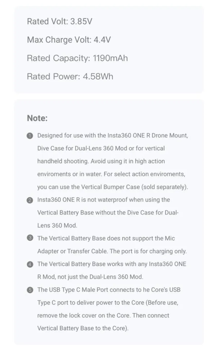 Insta360 ONE R/RS -Vertical Battery Base