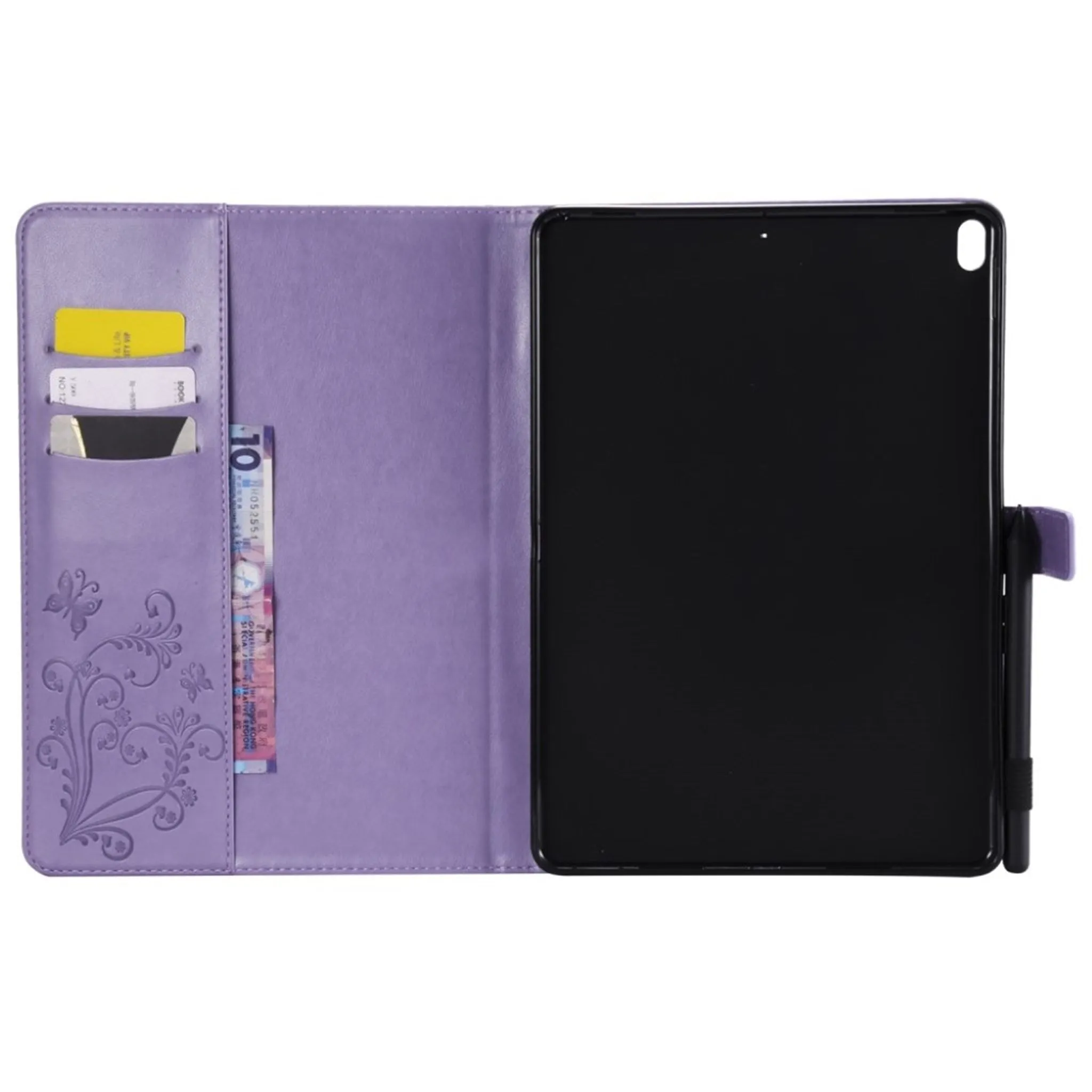 iPad Pro 10.5 imprint butterfly flower leather flip case - Purple