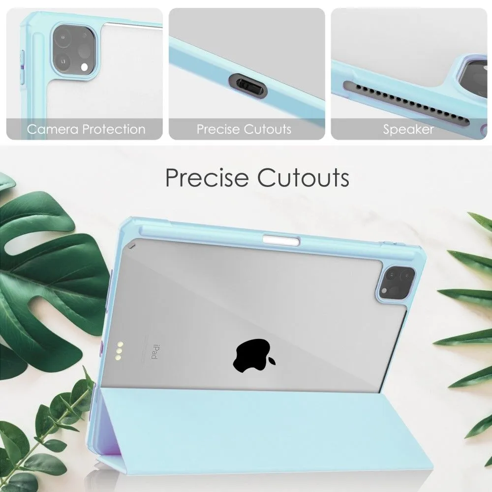 iPad Pro 11 (2021) transparent TPU   PU leather flip case - Baby Blue