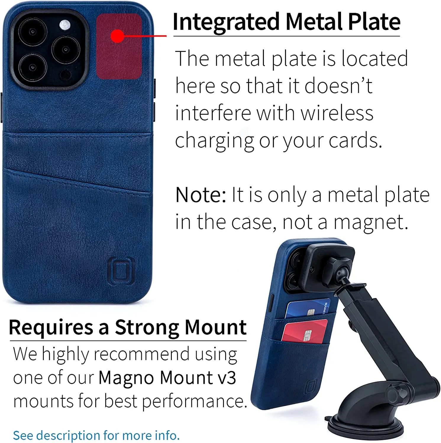 iPhone 14 Pro Max Built-in Metal Plate Wallet Case iPhone 14 Pro Max, Navy