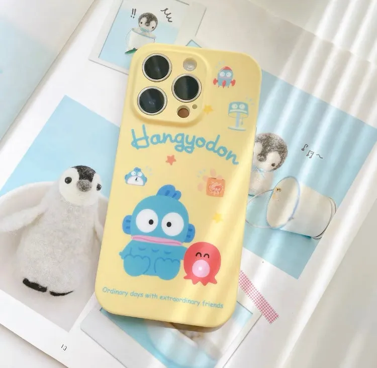 Japanese Cartoon Hangyodon 3 Style | Blue Checkered Space Simple - Soft Case iPhone Case 12 13 14 Pro Promax Plus