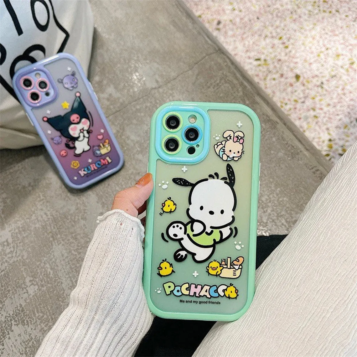 Japanese Cartoon Heart Eyes KU & Dancing PC iPhone Case PLUS 11 12 13 14 Pro Promax