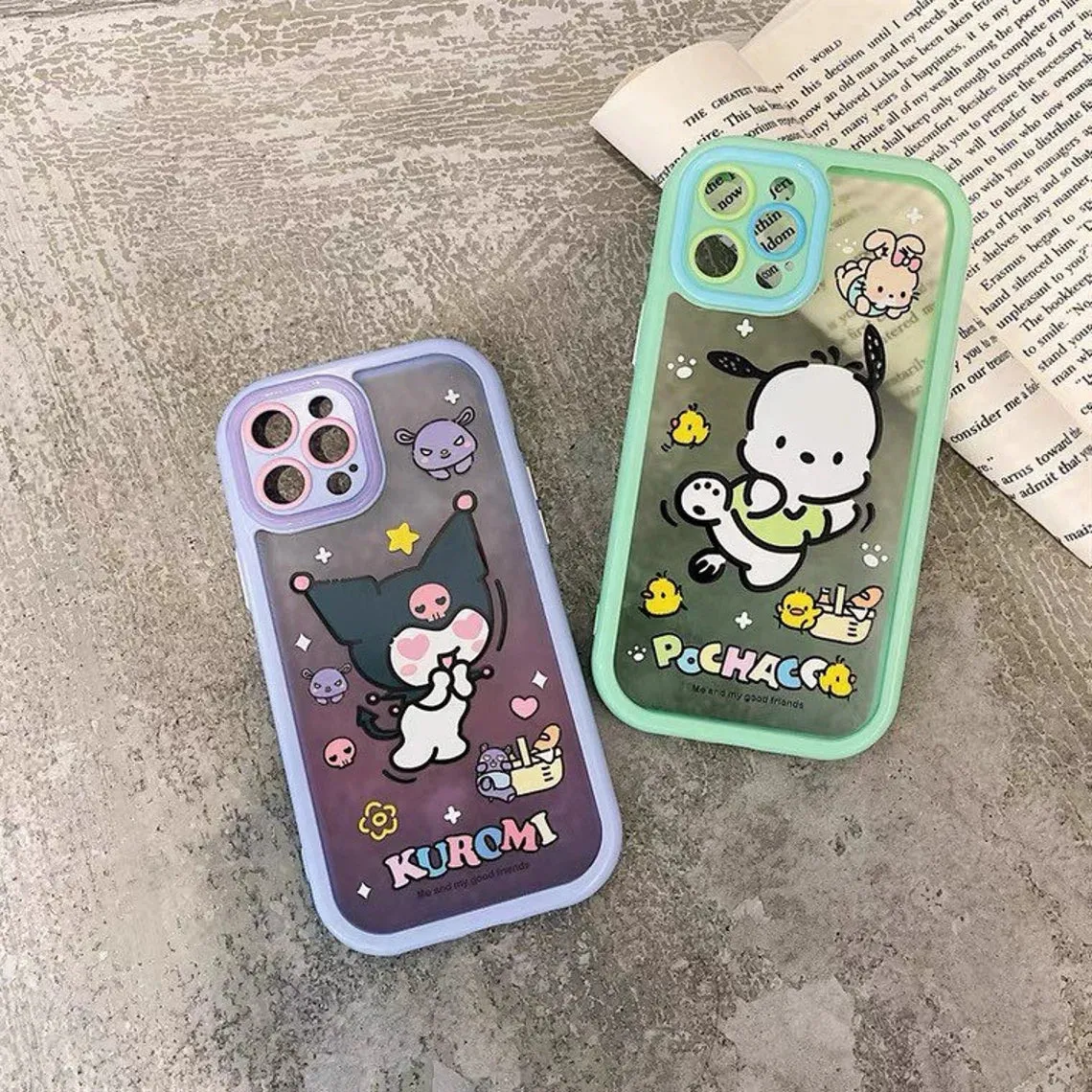 Japanese Cartoon Heart Eyes KU & Dancing PC iPhone Case PLUS 11 12 13 14 Pro Promax