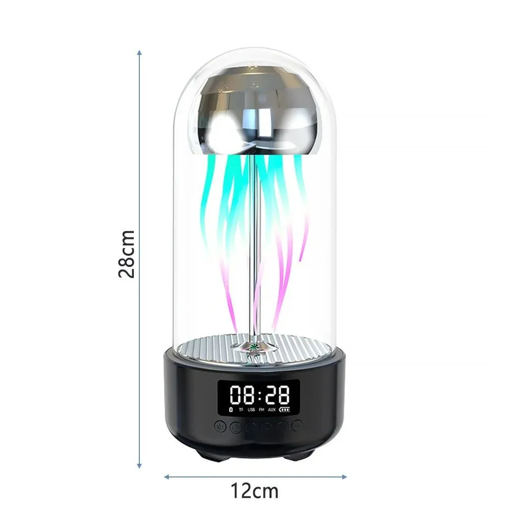 Jellyfish Lamp with Clock - 3-in-1 Luminous Portable Stereo, Smart Decoration Bluetooth Speaker