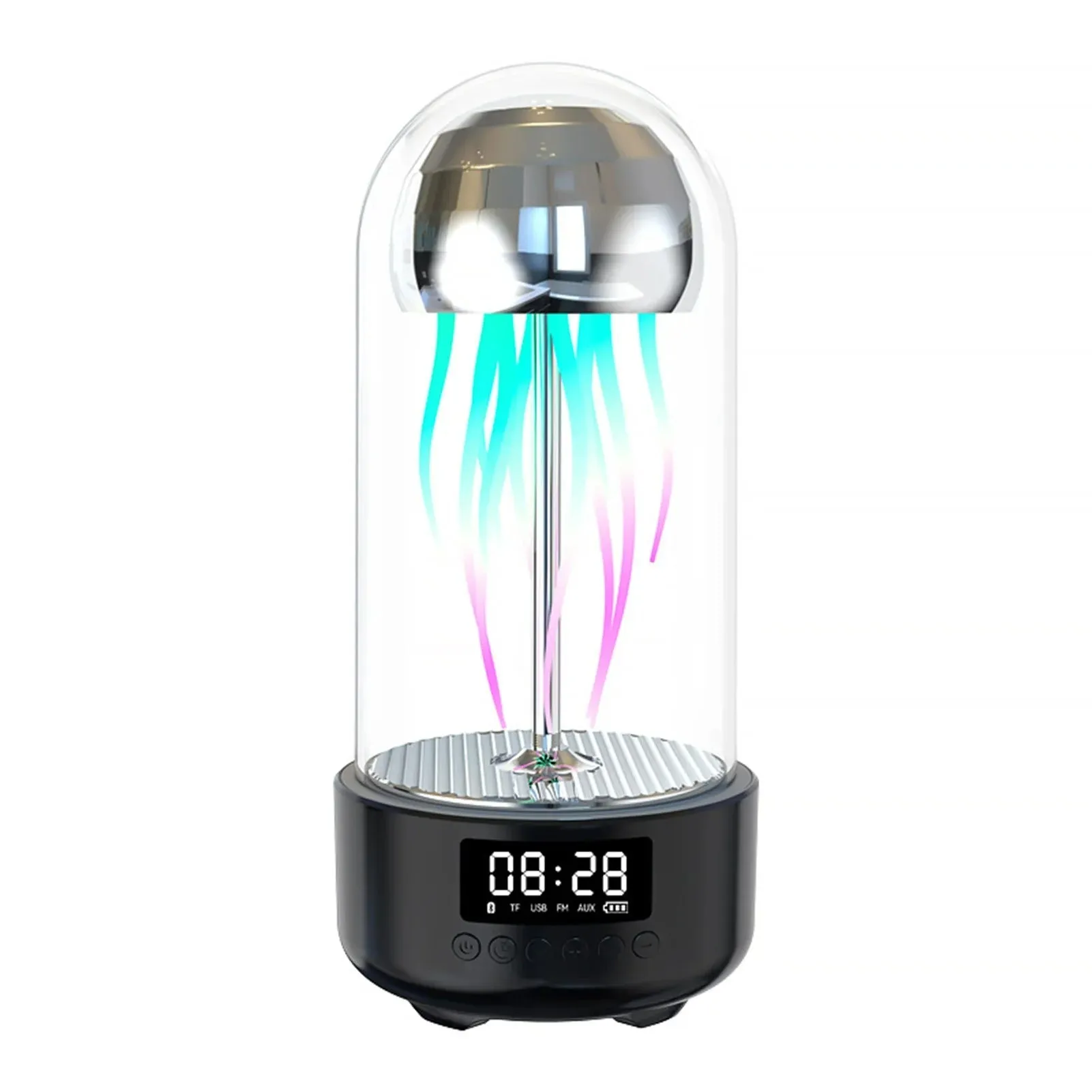 Jellyfish Lamp with Clock - 3-in-1 Luminous Portable Stereo, Smart Decoration Bluetooth Speaker