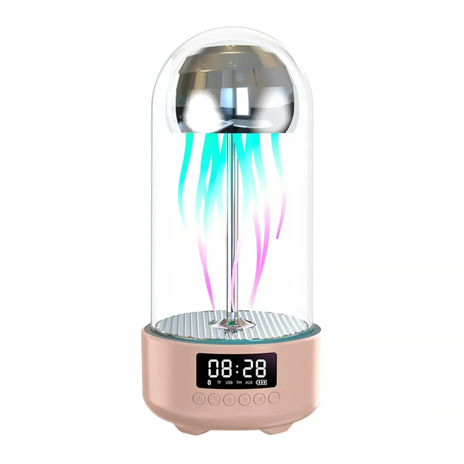 Jellyfish Lamp with Clock - 3-in-1 Luminous Portable Stereo, Smart Decoration Bluetooth Speaker