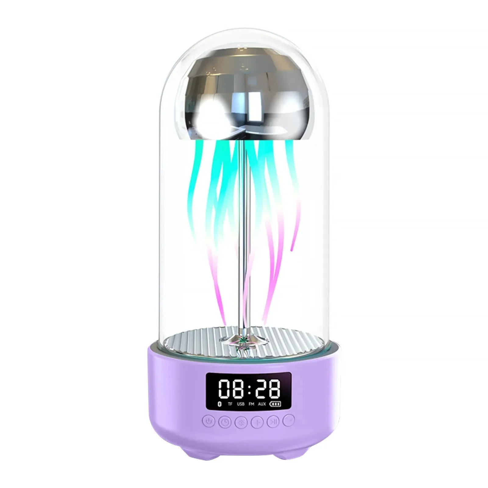 Jellyfish Lamp with Clock - 3-in-1 Luminous Portable Stereo, Smart Decoration Bluetooth Speaker