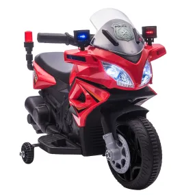 Kids 6V Electric Ride On Motorcycle Police Car Vehicle w/ Lights Horn Realistic Sound Outdoor Play Toy for 18 - 36 months Red