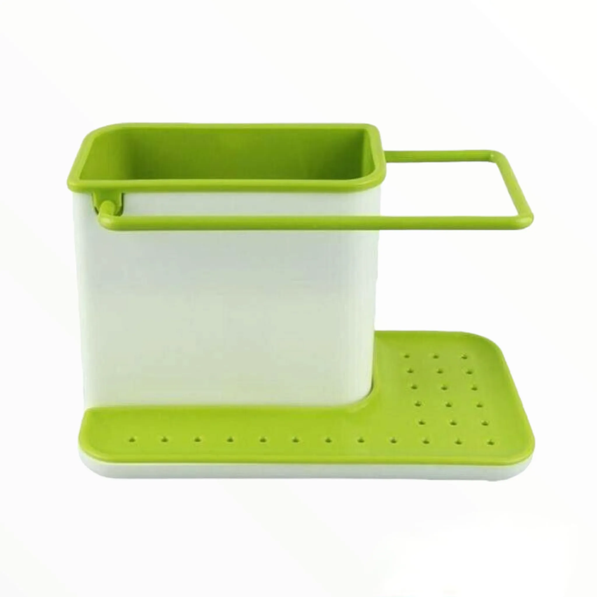 Kitchen Sink Organiser 3 in1 Plastic Storage Cutlery Rack Green and White