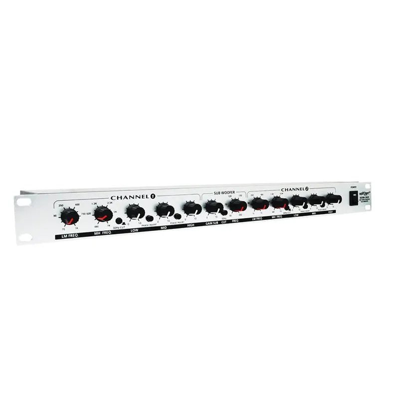 Konzert KXW-302 3-Way Stereo Crossover Equalizer with Sub Out Low / Mid / High Output Subwoofer Level Controls and XLR & TRS Output