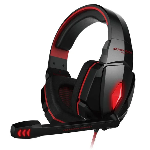 KOTION EACH G2000/G9000 Gaming Headset Deep Bass Stereo Computer Game Headphones with microphone LED Light PC professional Gamer