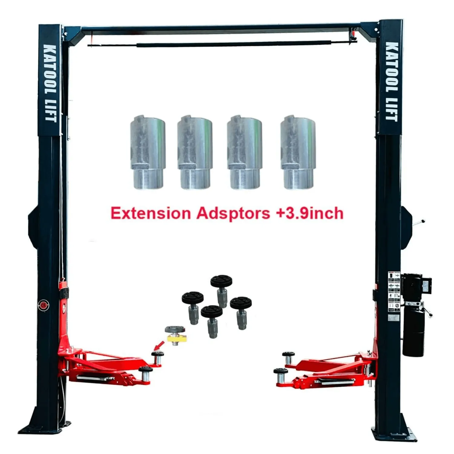 KT-AS110D Two Post Asymmetrical Vehicle Lift 11,000lbs Single Point Lock Release