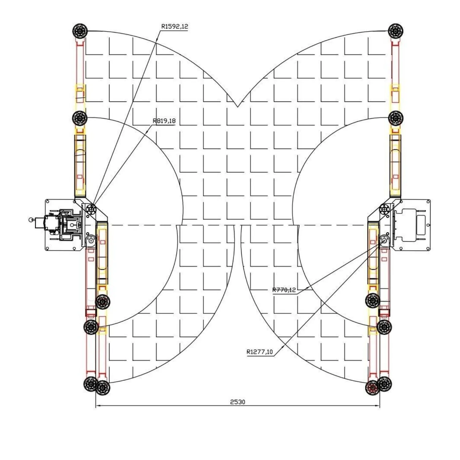 KT-AS110D Two Post Asymmetrical Vehicle Lift 11,000lbs Single Point Lock Release