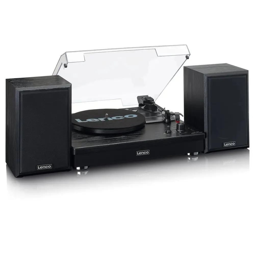 Lenco LS101 Turntable & Hi Fi Speaker System With Bluetooth, Black