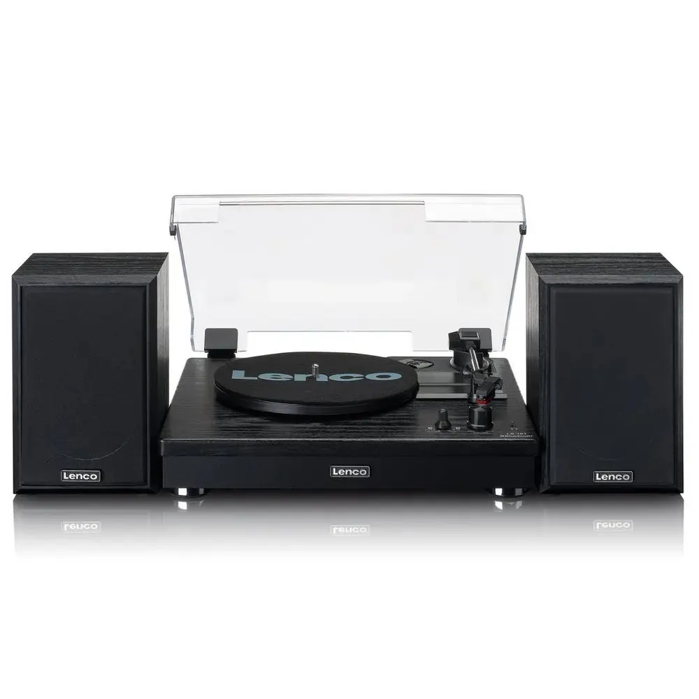 Lenco LS101 Turntable & Hi Fi Speaker System With Bluetooth, Black