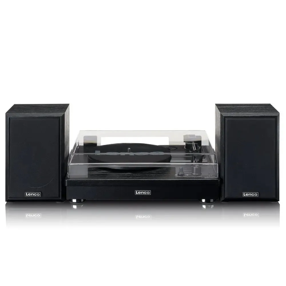 Lenco LS101 Turntable & Hi Fi Speaker System With Bluetooth, Black