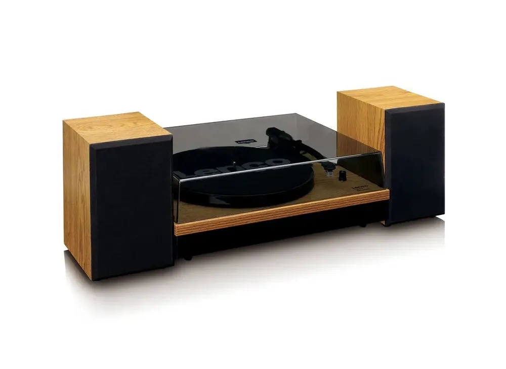 Lenco LS300 Turntable & Hi Fi Speaker System With Bluetooth, Wood