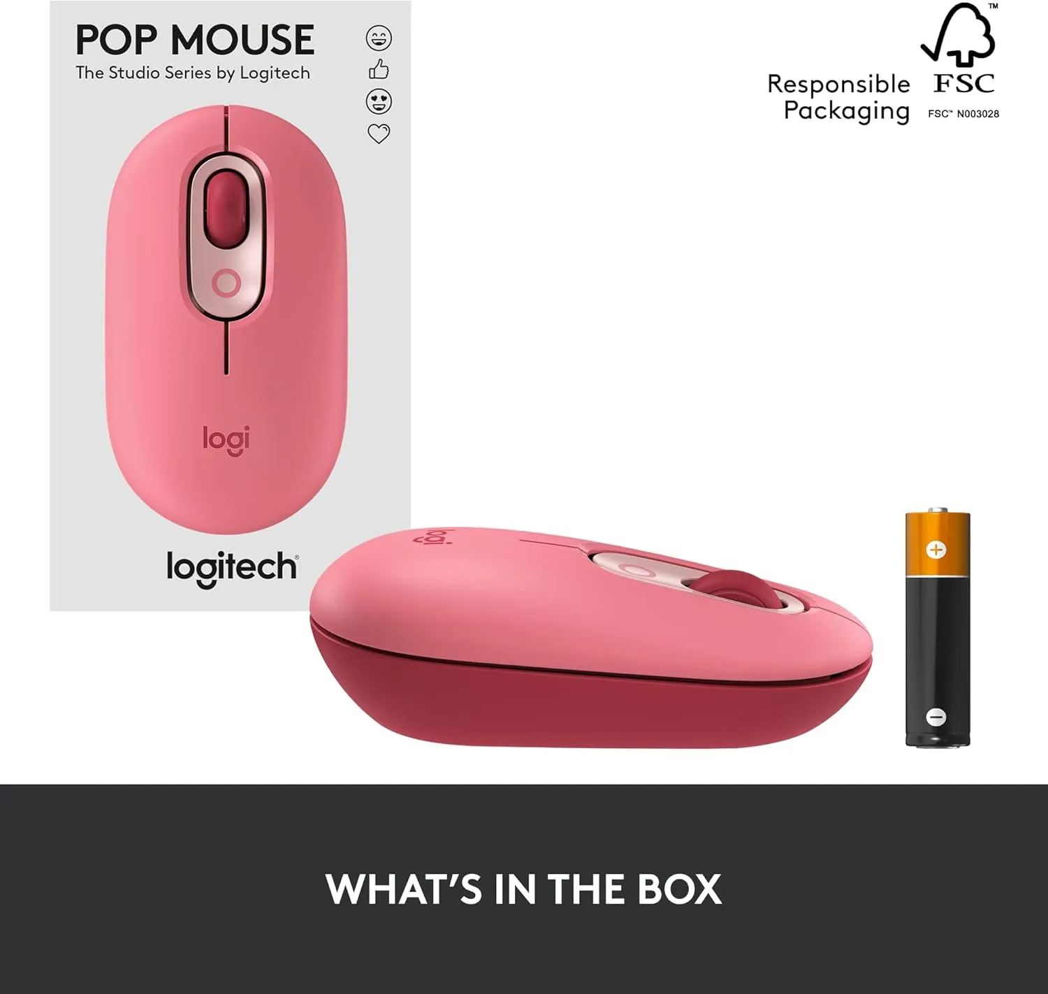 Logitech POP Wireless Mouse with Emoji Button Function - Heartbreaker Rose 魅力桃色 910-006516 原裝行貨