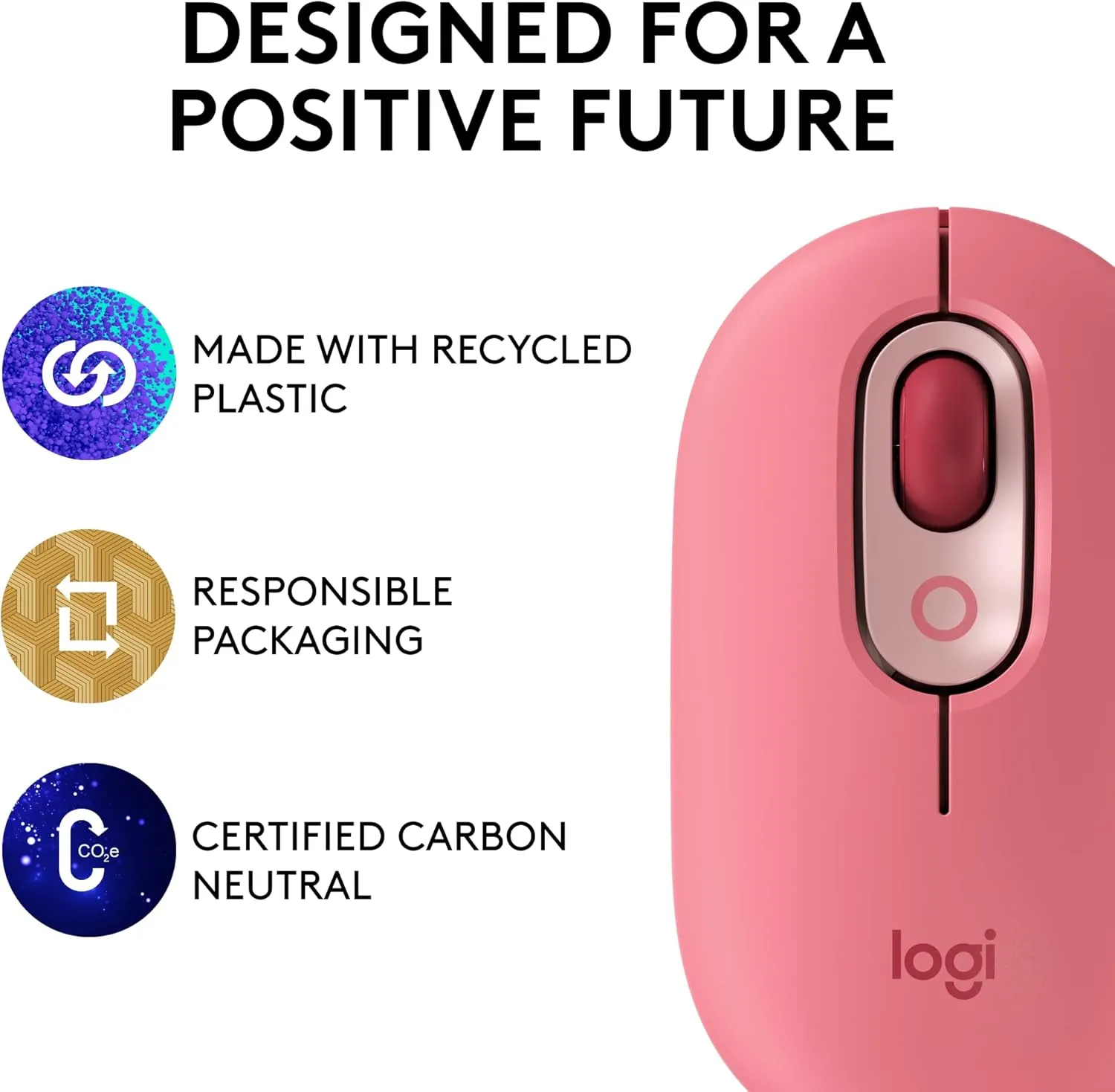 Logitech POP Wireless Mouse with Emoji Button Function - Heartbreaker Rose 魅力桃色 910-006516 原裝行貨