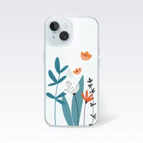 Lovely Floral -Blue Flower Leaf Clear Silicon Cover