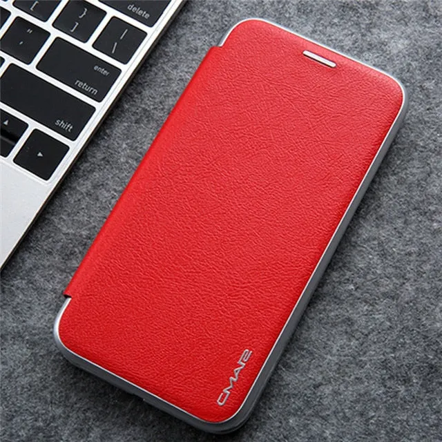 Luxury Leather Flip Case For iPhone Strong Magnetic Card Stand Cover