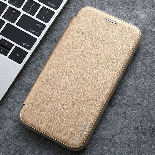 Luxury Leather Flip Case For iPhone Strong Magnetic Card Stand Cover