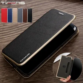 Luxury Leather Flip Case For iPhone Strong Magnetic Card Stand Cover