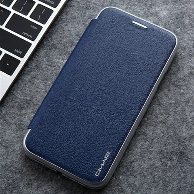 Luxury Leather Flip Case For iPhone Strong Magnetic Card Stand Cover