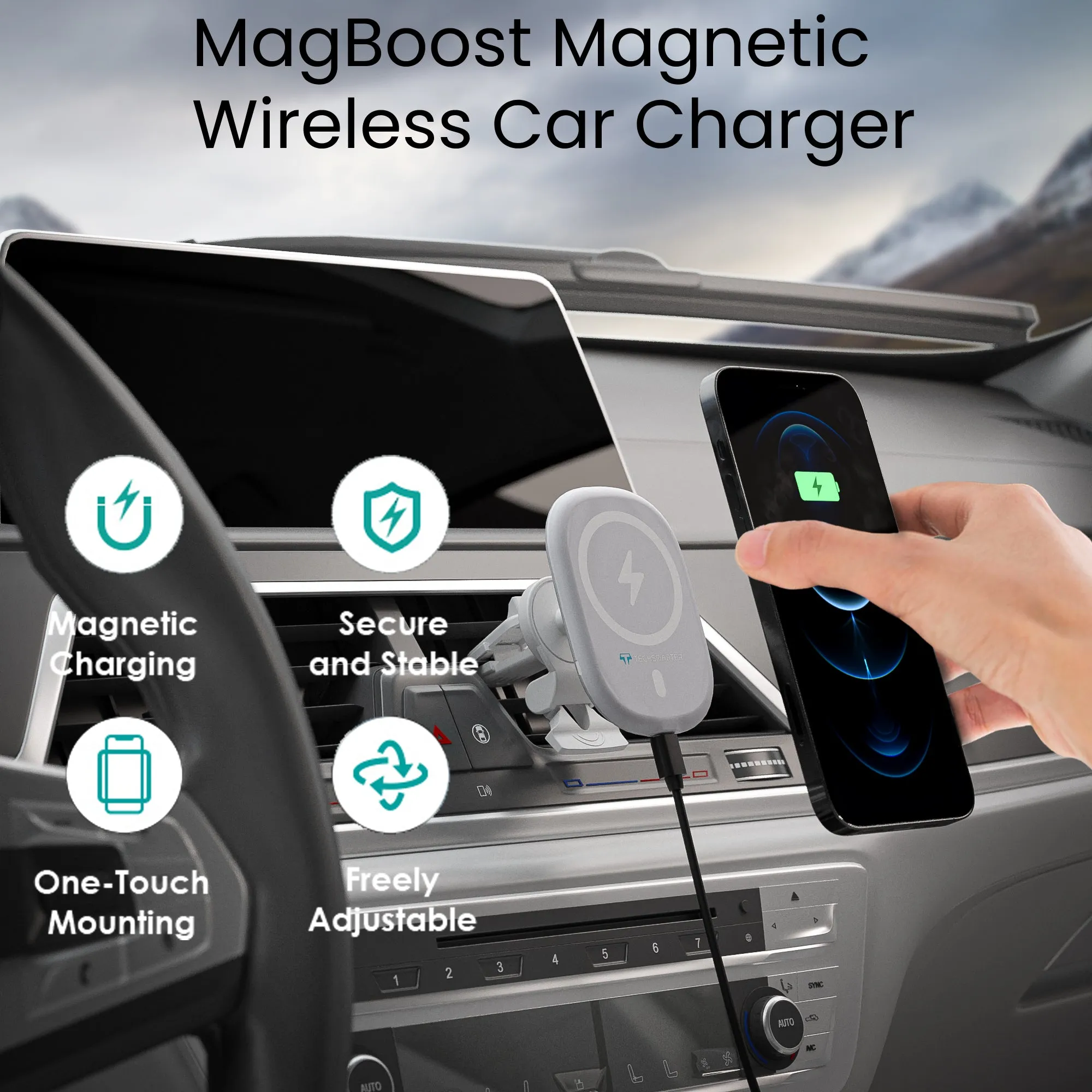 MagBoost Magnetic Wireless Car Charger & Phone Mount